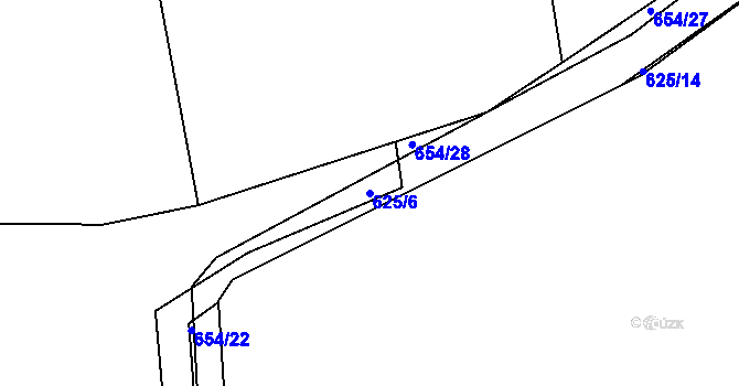 Parcela st. 625/6 v KÚ Barchov, Katastrální mapa