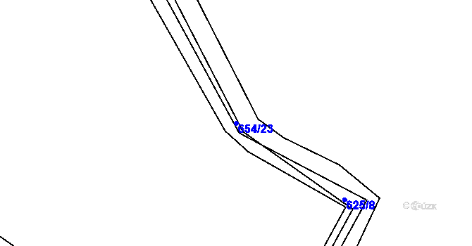 Parcela st. 654/23 v KÚ Barchov, Katastrální mapa