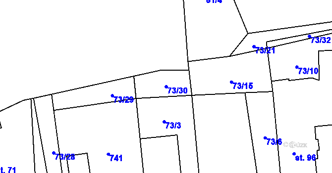 Parcela st. 73/30 v KÚ Barchov, Katastrální mapa