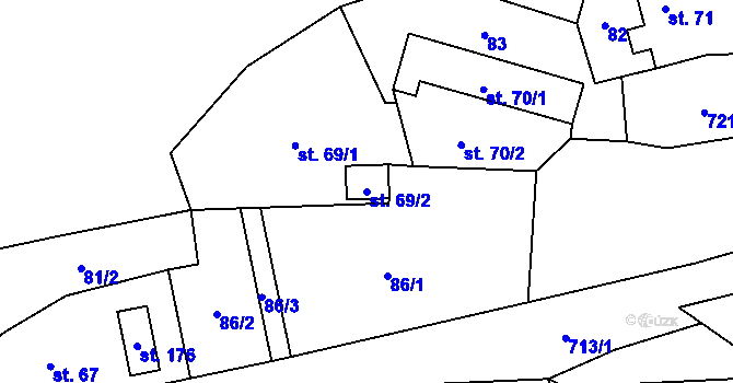 Parcela st. 69/2 v KÚ Barchov, Katastrální mapa