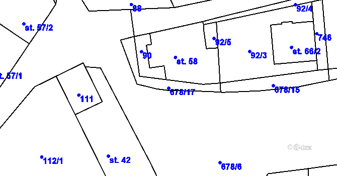 Parcela st. 678/17 v KÚ Barchov, Katastrální mapa