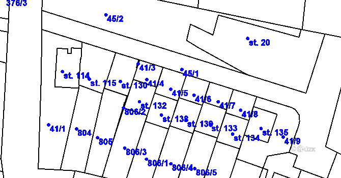 Parcela st. 41/5 v KÚ Barchov u Pardubic, Katastrální mapa