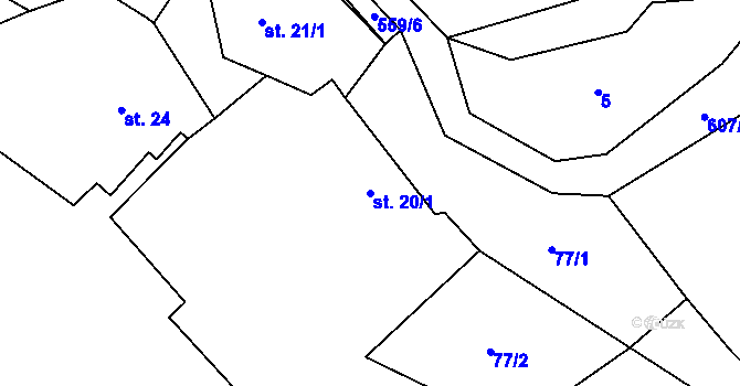 Parcela st. 20/1 v KÚ Barchovice, Katastrální mapa