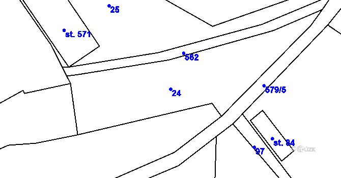 Parcela st. 24 v KÚ Barchovice, Katastrální mapa
