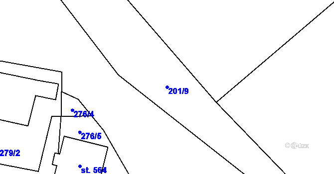 Parcela st. 201/9 v KÚ Barchovice, Katastrální mapa