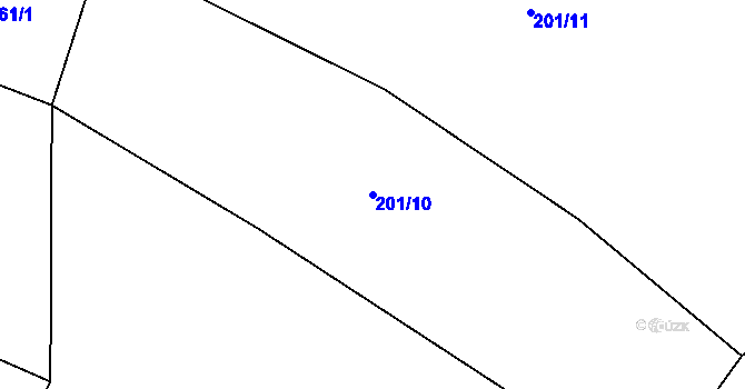 Parcela st. 201/10 v KÚ Barchovice, Katastrální mapa
