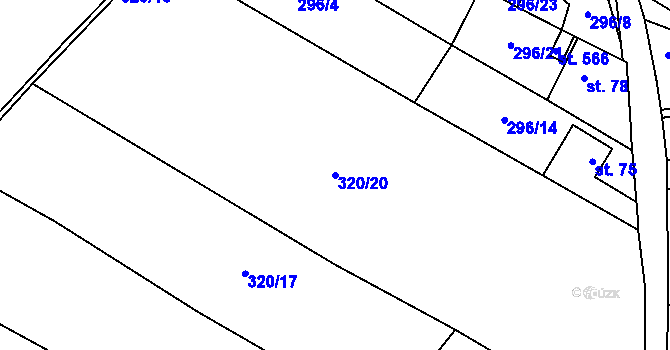 Parcela st. 320/20 v KÚ Barchovice, Katastrální mapa