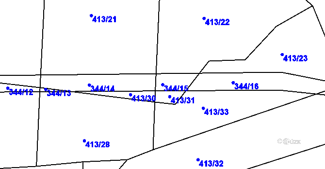 Parcela st. 344/15 v KÚ Barchovice, Katastrální mapa