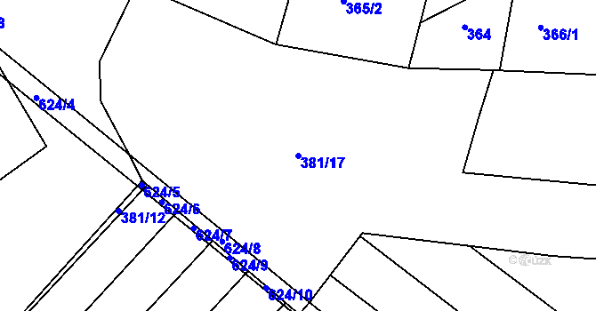 Parcela st. 381/17 v KÚ Barchovice, Katastrální mapa