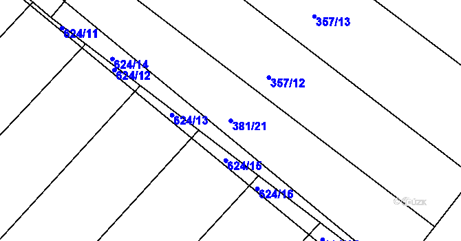 Parcela st. 381/21 v KÚ Barchovice, Katastrální mapa