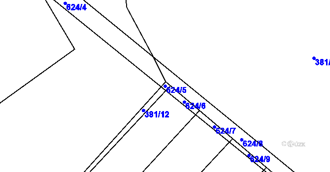 Parcela st. 624/5 v KÚ Barchovice, Katastrální mapa