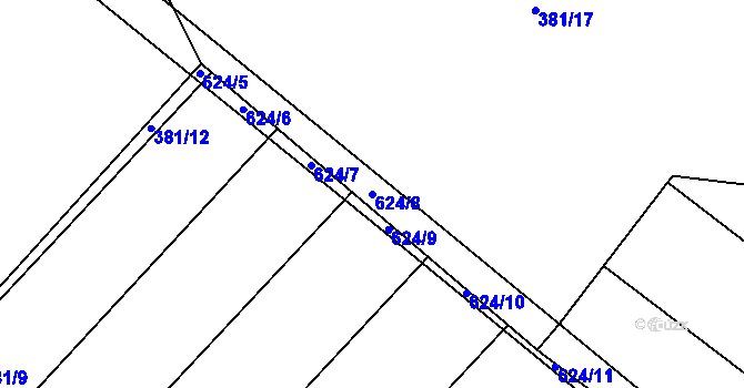 Parcela st. 624/8 v KÚ Barchovice, Katastrální mapa