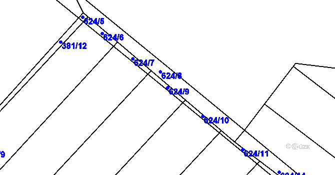 Parcela st. 624/9 v KÚ Barchovice, Katastrální mapa