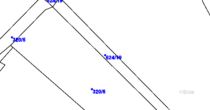 Parcela st. 624/19 v KÚ Barchovice, Katastrální mapa