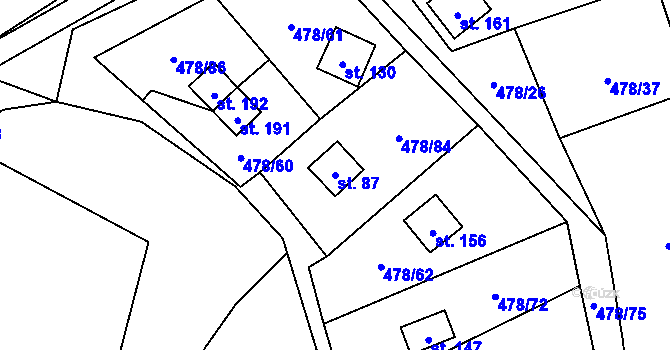 Parcela st. 87 v KÚ Hryzely, Katastrální mapa