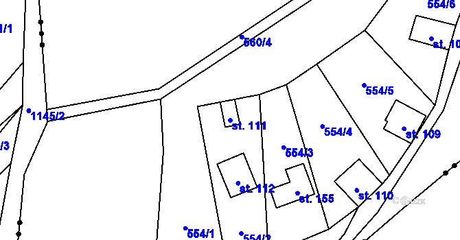 Parcela st. 111 v KÚ Hryzely, Katastrální mapa