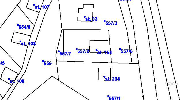 Parcela st. 154 v KÚ Hryzely, Katastrální mapa