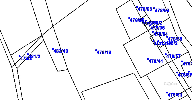 Parcela st. 478/19 v KÚ Hryzely, Katastrální mapa