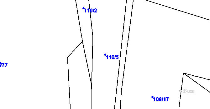 Parcela st. 110/5 v KÚ Hryzely, Katastrální mapa