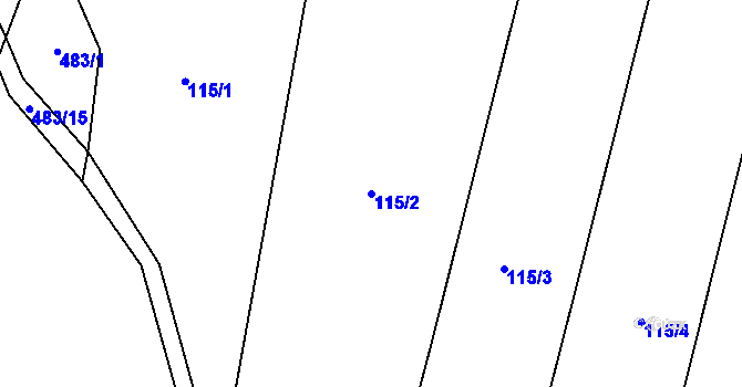 Parcela st. 115/2 v KÚ Hryzely, Katastrální mapa