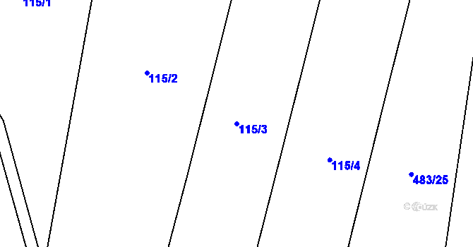 Parcela st. 115/3 v KÚ Hryzely, Katastrální mapa