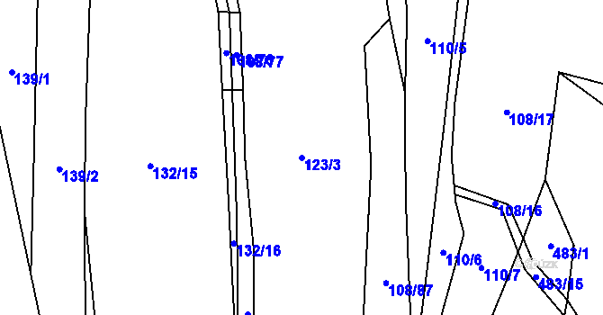 Parcela st. 123/3 v KÚ Hryzely, Katastrální mapa