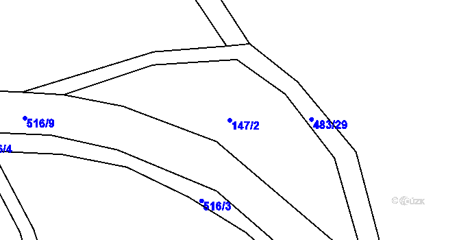Parcela st. 147/2 v KÚ Hryzely, Katastrální mapa