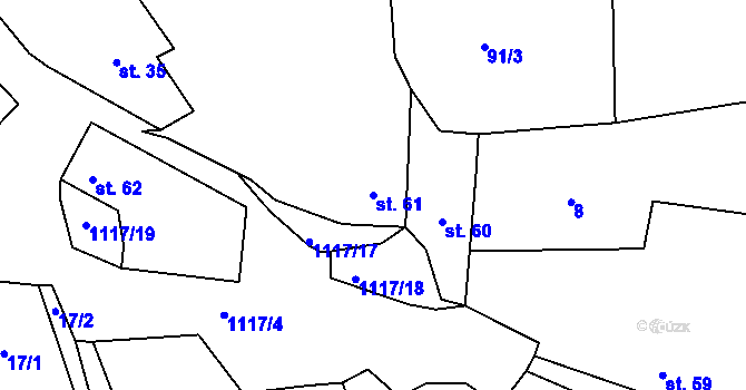Parcela st. 61 v KÚ Radlice u Barchovic, Katastrální mapa
