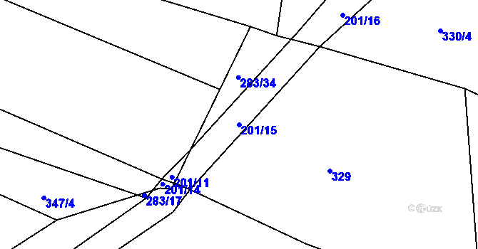 Parcela st. 201/15 v KÚ Radlice u Barchovic, Katastrální mapa