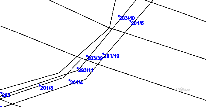Parcela st. 201/19 v KÚ Radlice u Barchovic, Katastrální mapa