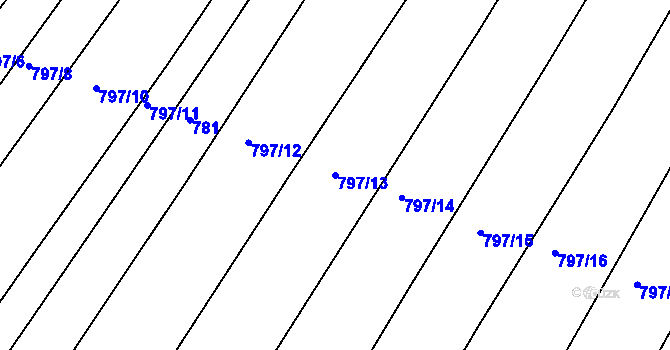 Parcela st. 797/13 v KÚ Radlice u Barchovic, Katastrální mapa