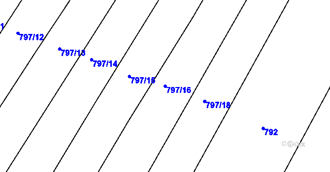 Parcela st. 797/16 v KÚ Radlice u Barchovic, Katastrální mapa