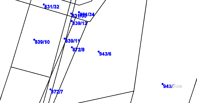 Parcela st. 943/6 v KÚ Radlice u Barchovic, Katastrální mapa
