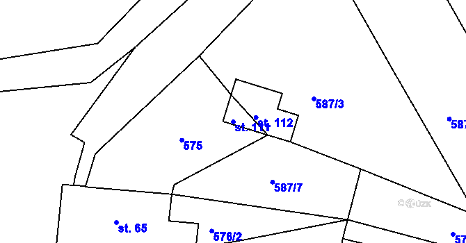Parcela st. 111 v KÚ Radlice u Barchovic, Katastrální mapa