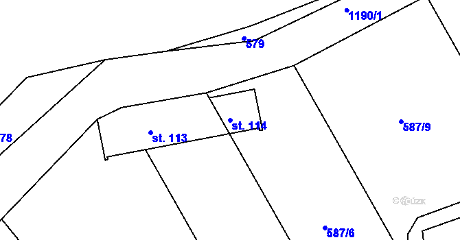 Parcela st. 114 v KÚ Radlice u Barchovic, Katastrální mapa