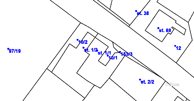 Parcela st. 1/1 v KÚ Barchůvek, Katastrální mapa