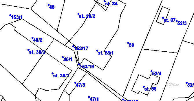 Parcela st. 28/1 v KÚ Barchůvek, Katastrální mapa