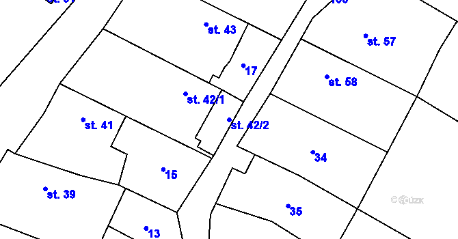 Parcela st. 42/2 v KÚ Barchůvek, Katastrální mapa