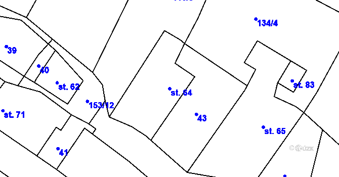 Parcela st. 64 v KÚ Barchůvek, Katastrální mapa
