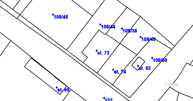 Parcela st. 73 v KÚ Barchůvek, Katastrální mapa