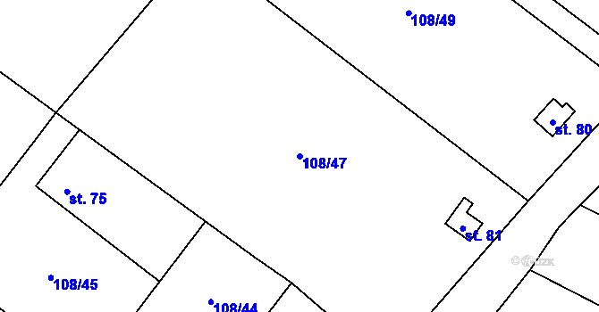 Parcela st. 108/47 v KÚ Barchůvek, Katastrální mapa
