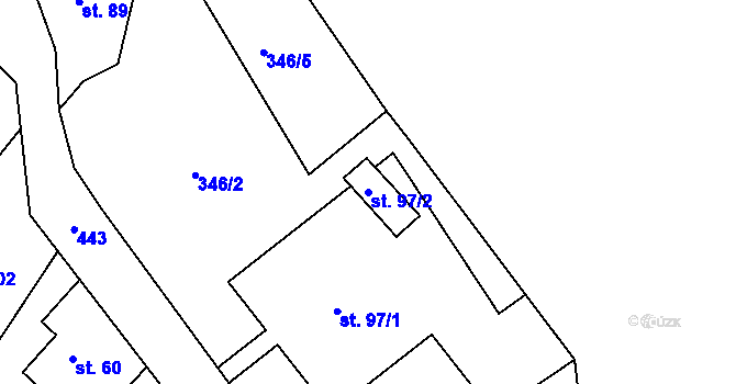 Parcela st. 97/2 v KÚ Radomilov, Katastrální mapa