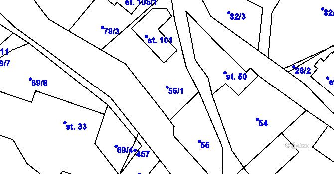 Parcela st. 56/1 v KÚ Radomilov, Katastrální mapa
