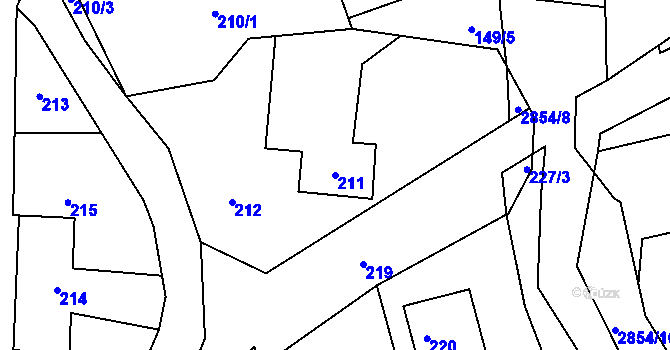 Parcela st. 211 v KÚ Bartošovice, Katastrální mapa