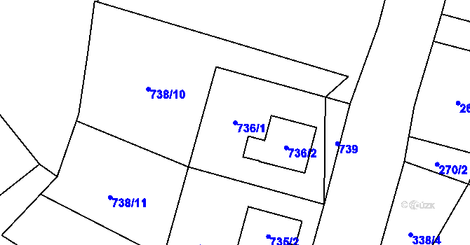 Parcela st. 736/1 v KÚ Bartošovice, Katastrální mapa