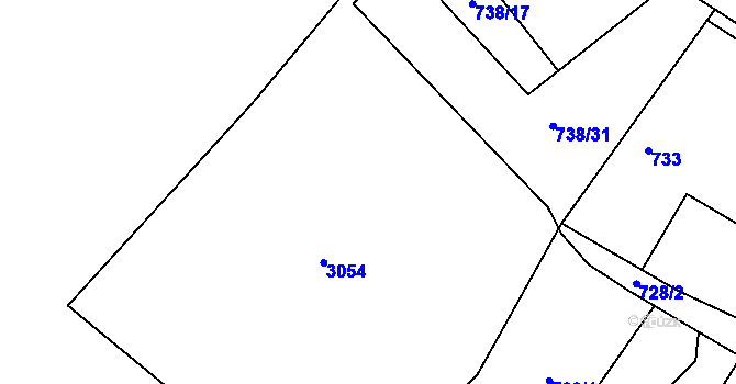 Parcela st. 738/5 v KÚ Bartošovice, Katastrální mapa