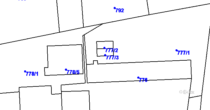 Parcela st. 777/3 v KÚ Bartošovice, Katastrální mapa