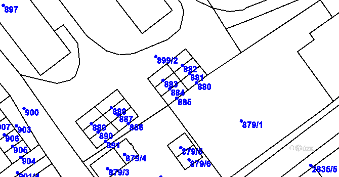 Parcela st. 884 v KÚ Bartošovice, Katastrální mapa