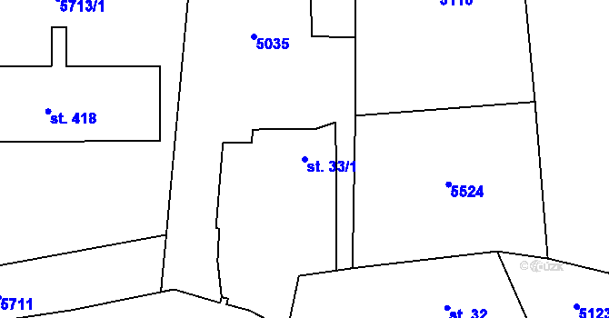 Parcela st. 33/1 v KÚ Bartošovice v Orlických horách, Katastrální mapa