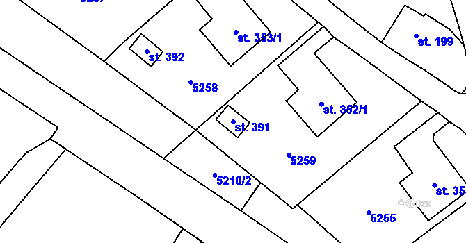 Parcela st. 391 v KÚ Bartošovice v Orlických horách, Katastrální mapa